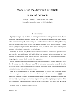 Models for the diffusion of beliefs in social networks