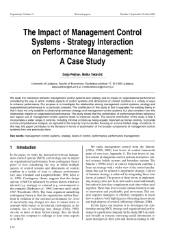 The Impact of Management Control Systems