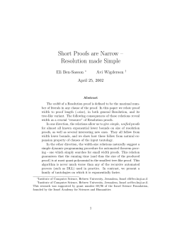 Short Proofs are Narrow &ndash; Resolution made Simple