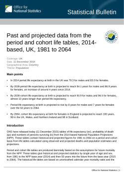 Past and projected data from the period and cohort life tables, 2014