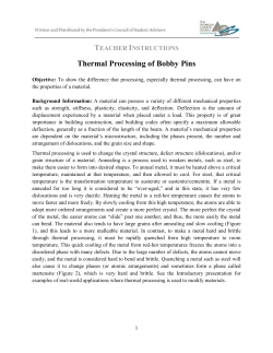 Student Lab Handout Thermal Processing of Bobby Pins