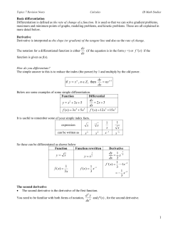 Calculus IB SL Revision
