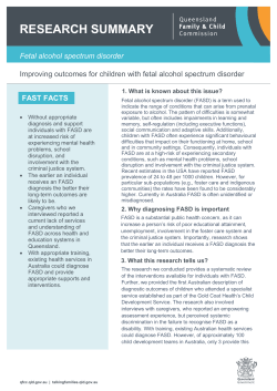 Improving outcomes for children with fetal alcohol spectrum disorder