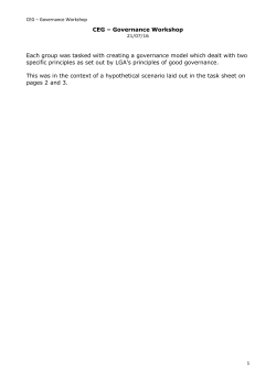 CEG &ndash; Governance Workshop CEG &ndash; Governance Workshop 21/07