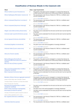 Classification of Noxious Weeds in the Cessnock LGA