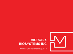 2013 PRIORITIES - Microbix Biosystems Inc.