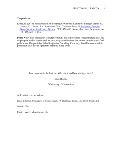 Functionalism in the Phonological Lexicon