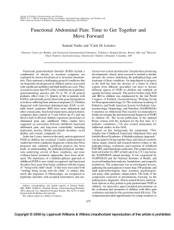 Functional Abdominal Pain: Time to Get Together and Move Forward