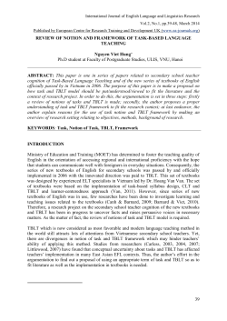 review of notion and framework of task