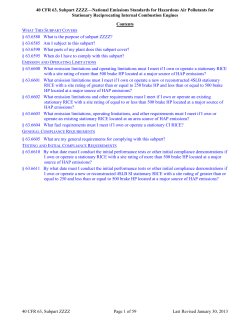 40 CFR 63, Subpart ZZZZ