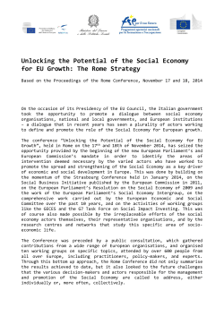 The Rome Strategy - Unlocking the potential of the social economy