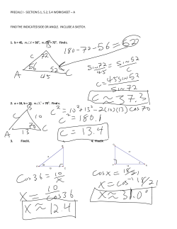 PRECALC I - SECTION 5.1, 5.2, 5.4 WORKSHEET &ndash; A FIND THE