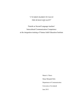 Finnish as Second Language teachers` Intercultural