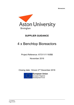 311 Benchtop Bioreactors Supplier Guidance 181116