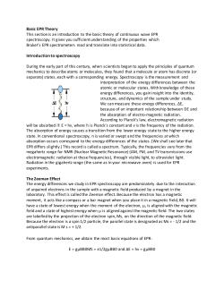 Basic EPR Theory This section is an introduction to the basic theory