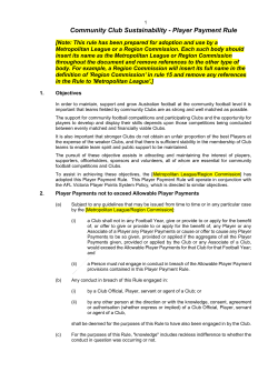 Community Club Sustainability - Player Payment Rule