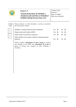 Attachment II to C Forms Declaration of other Schedule 1 facilities