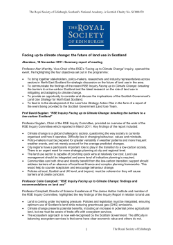 The Royal Society of Edinburgh, Scotland`s National Academy, is