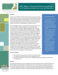 MELF Report: Parental Preferences and Reasons for Choosing