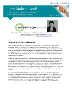 Let`s Make a Deal! Negotiation Strategies for Dealing with Difficult