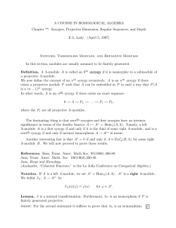 A COURSE IN HOMOLOGICAL ALGEBRA Chapter **: Syzygies