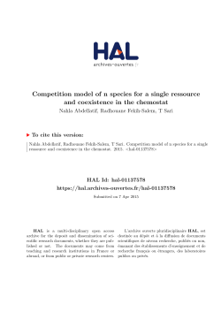 Competition model of n species for a single ressource and
