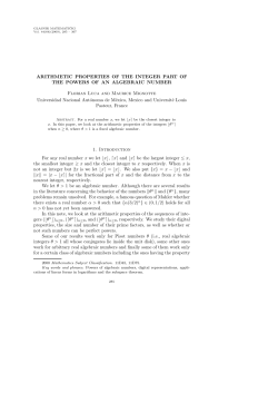 ARITHMETIC PROPERTIES OF THE INTEGER PART OF THE