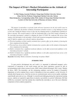 The Impact of Firm`s Market Orientation on the Attitude of Internship