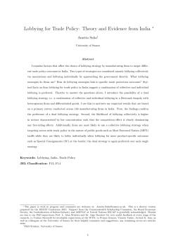Lobbying for Trade Policy: Theory and Evidence from India