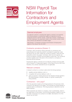 NSW Payroll Tax Information for Contractors and Employment Agents