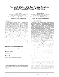 Too Much Choice: End-User Privacy Decisions in the