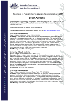 Examples of Future Fellowships projects commencing in 2014