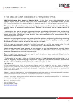 Free access to SA legislation for small law firms.