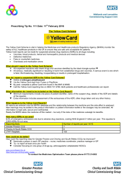 Prescribing Tip No. 111 Date: 11th February 2016 The Yellow Card