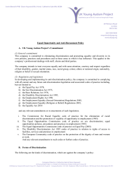 Equal Opportunity and Anti-Harassment Policy A. UK Young Autism