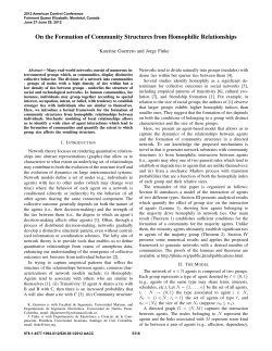 On the Formation of Community Structures from