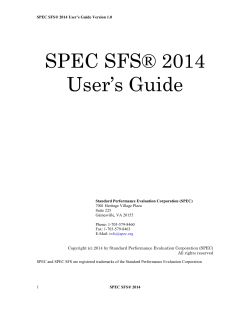 SPEC SFS® 2014 User`s Guide