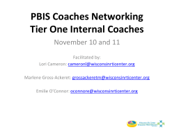 PBIS Coaches Networking Tier One Internal Coaches