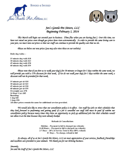 Jen`s Gentle Pet Sitters, LLC Beginning February 1, 2014