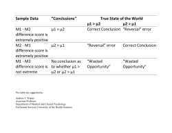 Sample Data &ldquo;Conclusions&rdquo; True State of the World &mu;1 > &mu;2 &mu;2 > &mu;1