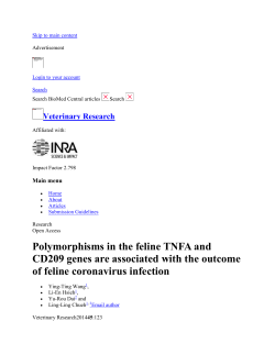 Polymorphisms in the feline TNFA and CD209 genes are associated
