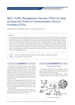 NEC`s Traffic Management Solution (TMS) Can Help Increase the