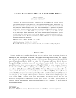 STRATEGIC NETWORK FORMATION WITH MANY AGENTS 1