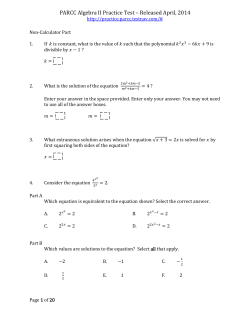 PARCC Algebra II Practice Test – Released April, 2014 http