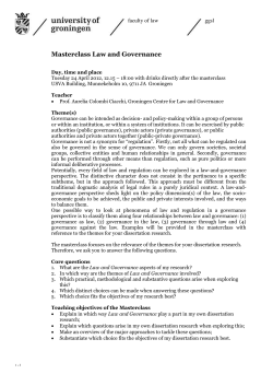 Masterclass Law and Governance