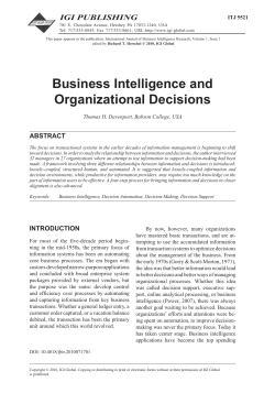 Business intelligence and organizational decisions