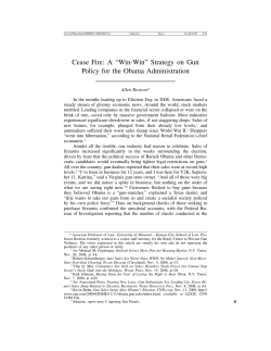 Cease Fire: A &ldquo;Win-Win&rdquo; Strategy on Gun Policy for the Obama