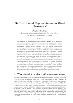 On Distributed Representation in Word Semantics