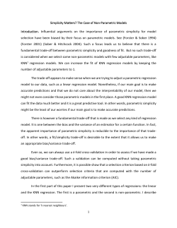 Simplicity Matters? The Case of Non-Parametric Models Introduction
