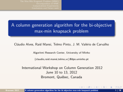 A column generation algorithm for the bi-objective max